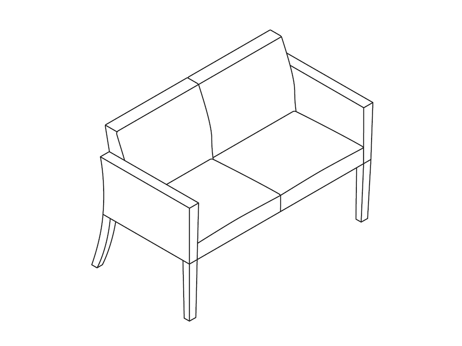 A line drawing - Nemschoff Brava Multiple Seating–Closed Arm–2 Seat