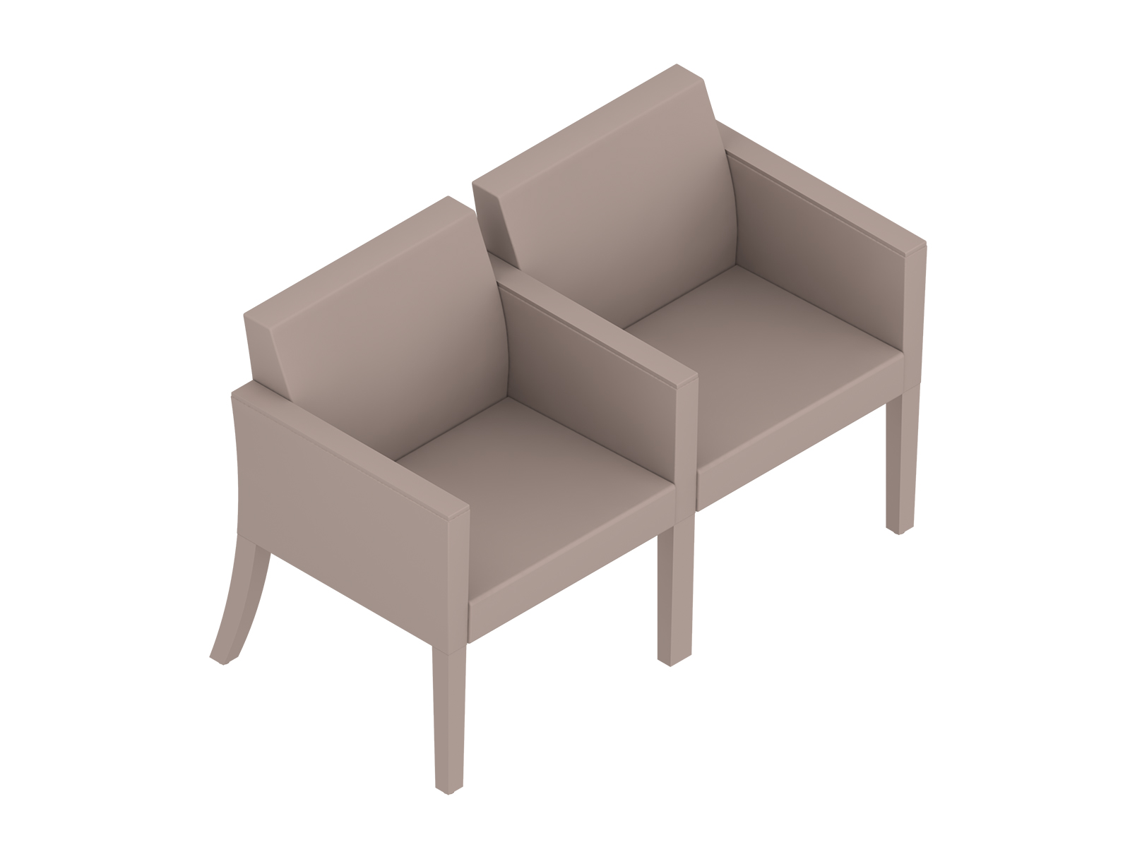 A generic rendering - Nemschoff Brava Multiple Seating–Closed Arm–Divider Arm and Leg–2 Seat