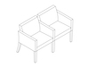 A line drawing - Nemschoff Brava Multiple Seating–Closed Arm–Divider Arm and Leg–2 Seat