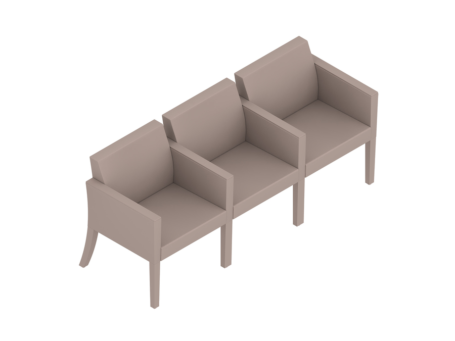 A generic rendering - Nemschoff Brava Multiple Seating–Closed Arm–Divider Arm and Leg–3 Seat