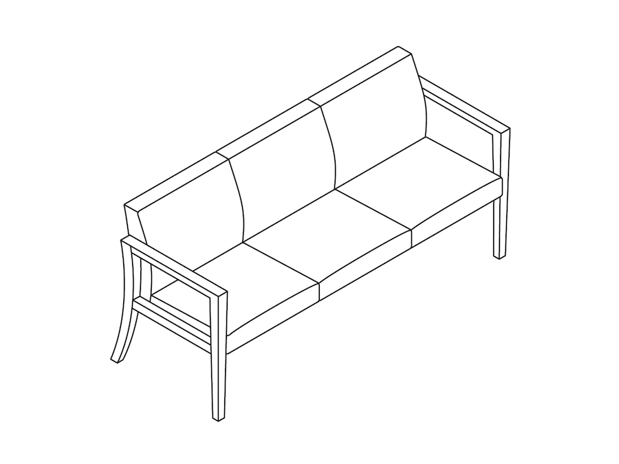 A line drawing - Nemschoff Brava Multiple Seating–Open Arm–3 Seat
