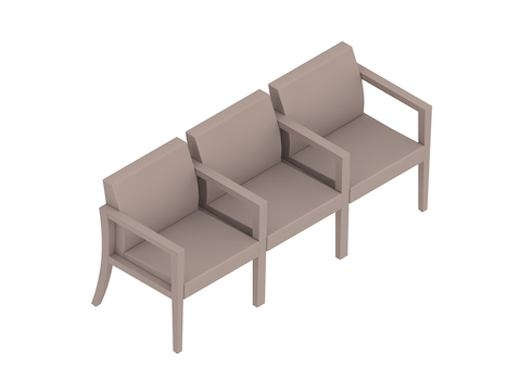 A generic rendering - Nemschoff Brava Multiple Seating–Open Arm–Divider Arm and Leg–3 Seat