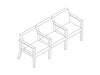 A line drawing - Nemschoff Brava Multiple Seating–Open Arm–Divider Arm and Leg–3 Seat