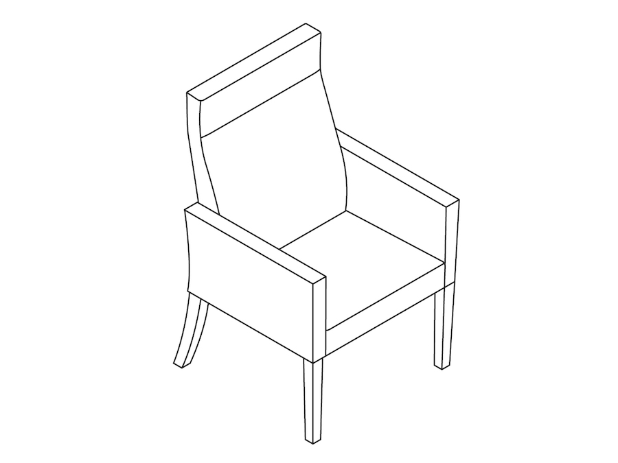 A line drawing - Nemschoff Brava Patient Chair–Closed Arm