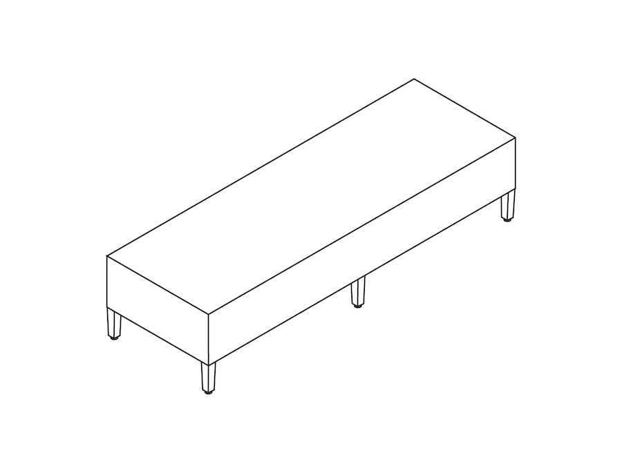 A line drawing - Nemschoff Brava Platform Bench–3 Seat