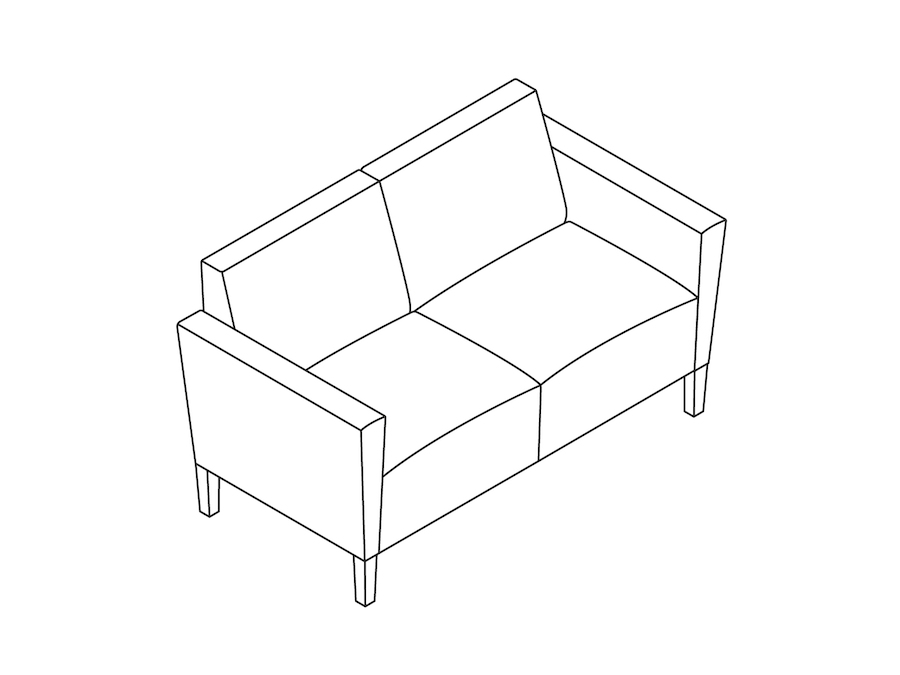 A line drawing - Nemschoff Brava Platform Multiple Seating–2 Seat–With Arms