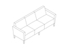 A line drawing - Nemschoff Brava Platform Multiple Seating–3 Seat–With Arms