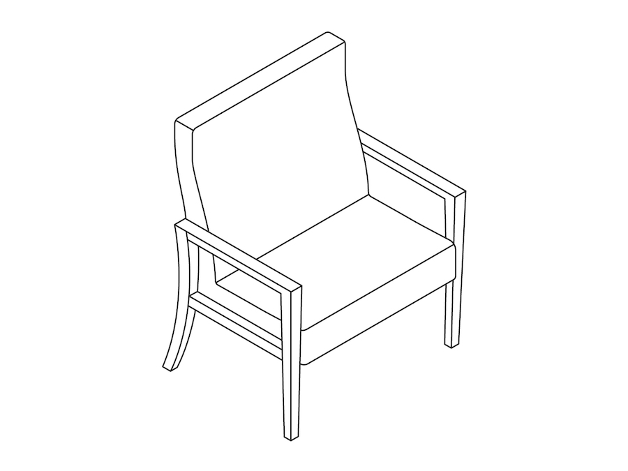 A line drawing - Nemschoff Brava Plus Patient Chair–Open Arm