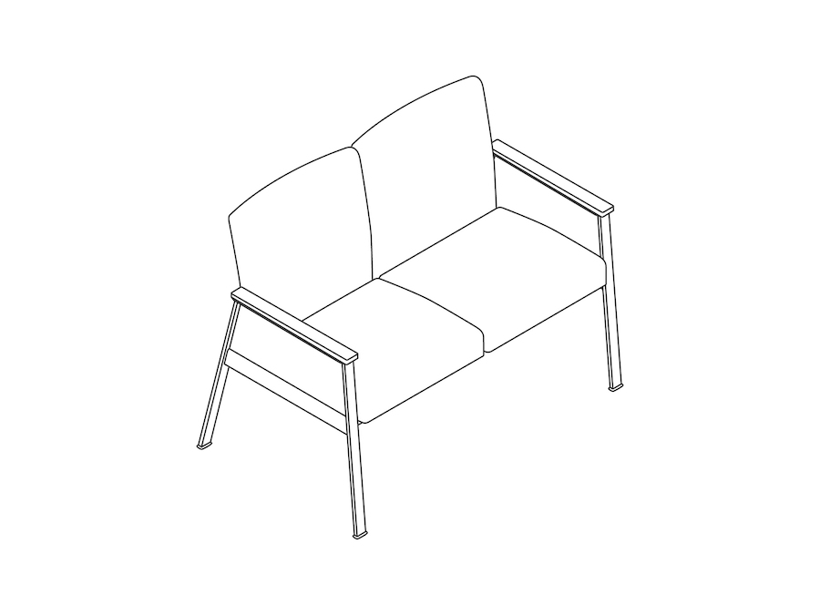 A line drawing - Nemschoff Easton Multiple Seating–Closed Arm–2 Seat
