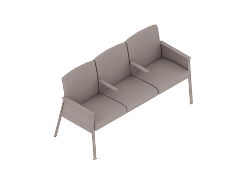 A generic rendering - Nemschoff Easton Multiple Seating–Closed Arm–Divider Arm–3 Seat