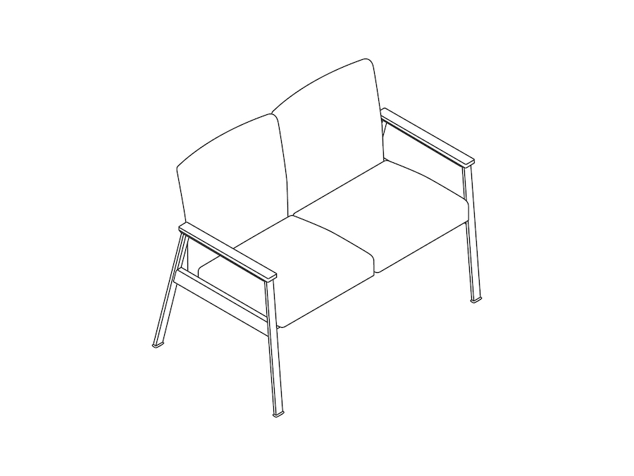 A line drawing - Nemschoff Easton Multiple Seating–Open Arm–2 Seat