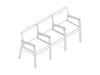 A line drawing - Nemschoff Monarch Multiple Seating–Divider Arm and Leg–3 Seat