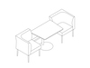 A line drawing - Nemschoff Palisade Booth–2 Seat