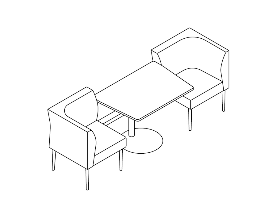 A line drawing - Nemschoff Palisade Booth–2 Seat
