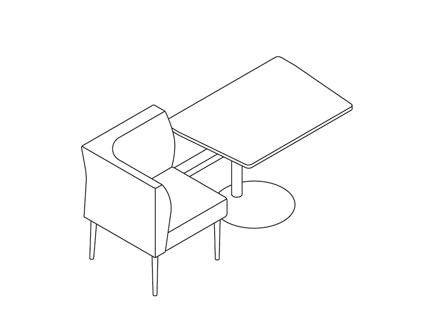 A line drawing - Nemschoff Palisade Booth–Left–1 Seat