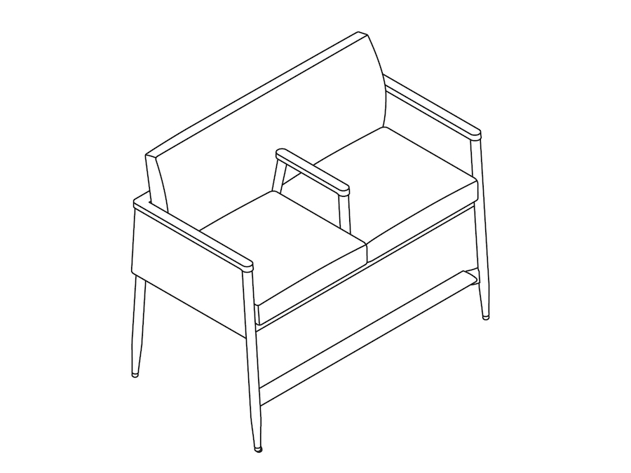 A line drawing - Nemschoff Palisade Easy Access Multiple Seating–With Arms–2 Seat