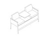 A line drawing - Nemschoff Palisade Easy Access Multiple Seating–With Inner Table–2 Seat