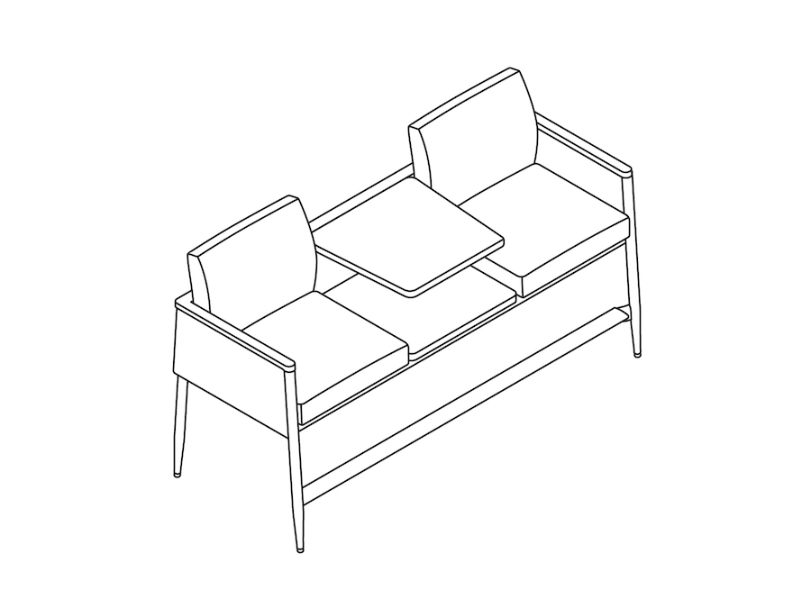 A line drawing - Nemschoff Palisade Easy Access Multiple Seating–With Inner Table–2 Seat