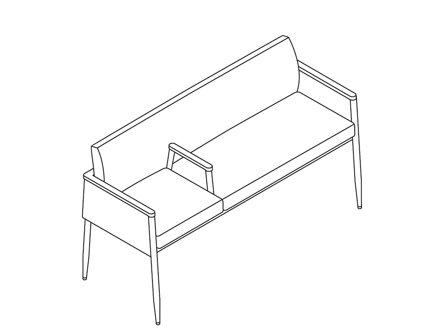 A line drawing - Nemschoff Palisade Easy Access Plus Chair–Divider Arm–Left Side Single Chair