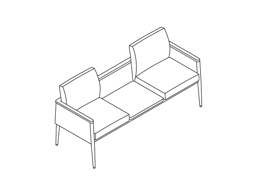 A line drawing - Nemschoff Palisade Multiple Seating–Center Table–2 Seat