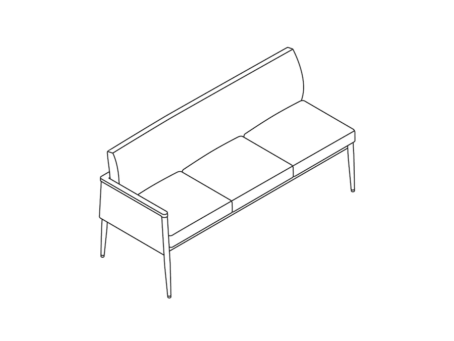 A line drawing - Nemschoff Palisade Multiple Seating–Left Arm–3 Seat