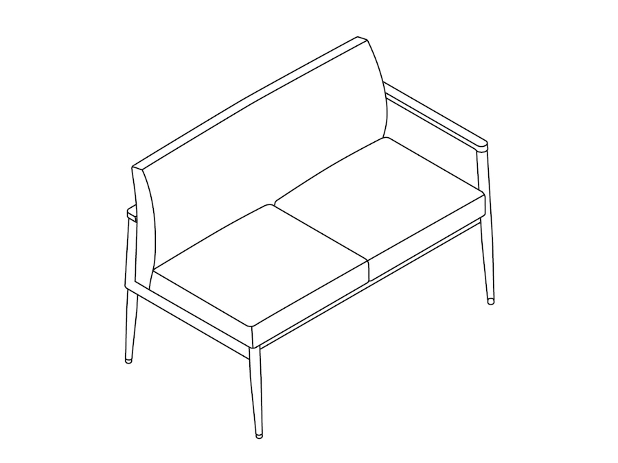 A line drawing - Nemschoff Palisade Multiple Seating–Right Arm–2 Seat