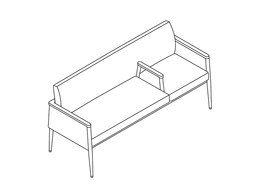 A line drawing - Nemschoff Palisade Plus Chair–Divider Arm–Right Side Single Chair