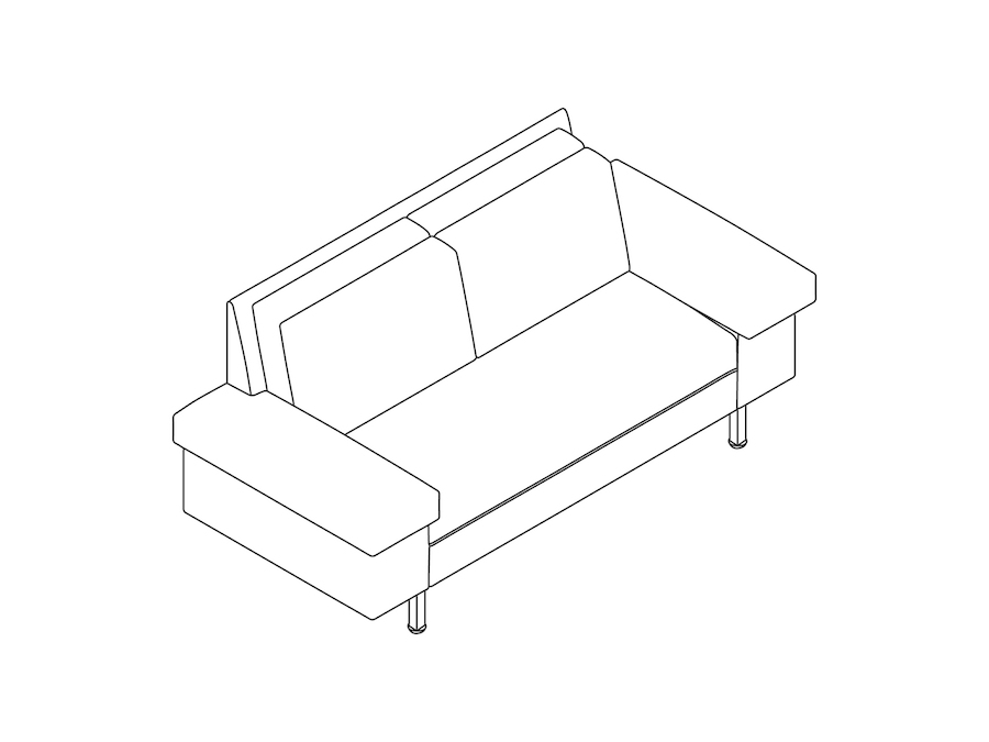 A line drawing - Nemschoff SleepOver Flop Sofa–Arm Storage