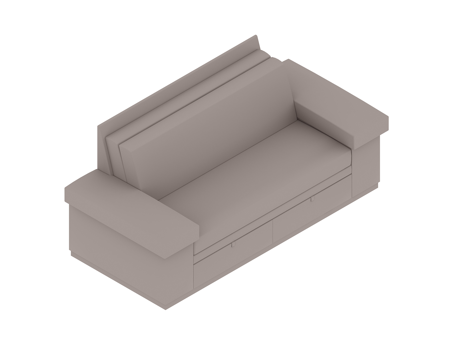 A generic rendering - Nemschoff SleepOver Flop Sofa–Arm Storage–Plinth Base–Under-Seat Drawers
