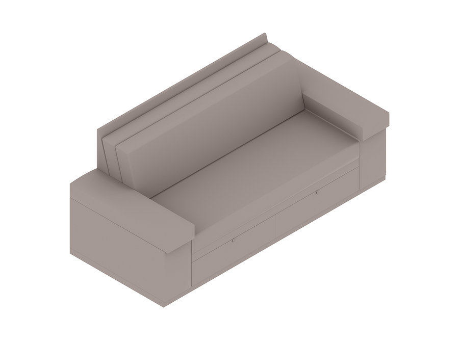 A generic rendering - Nemschoff SleepOver Flop Sofa–Flush Arm Storage–Plinth Base–Under-Seat Drawers