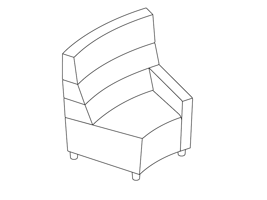 A line drawing - Nemschoff Steps Inside Wedge–High Back–Right Arm