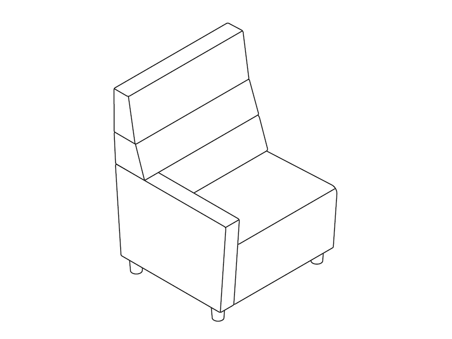 A line drawing - Nemschoff Steps Straight Seat–High Back–Left Arm