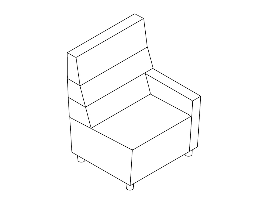 A line drawing - Nemschoff Steps Straight Seat–High Back–Right Arm