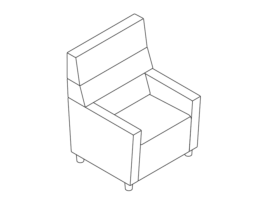 A line drawing - Nemschoff Steps Straight Seat–High Back–With Arms