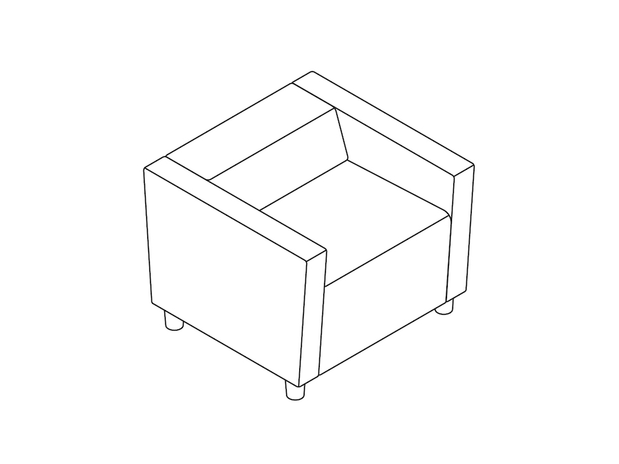 A line drawing - Nemschoff Steps Straight Seat–Low Back–With Arms