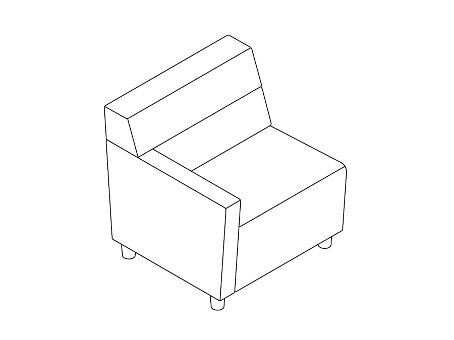 A line drawing - Nemschoff Steps Straight Seat–Mid Back–Left Arm