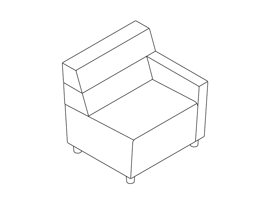 A line drawing - Nemschoff Steps Straight Seat–Mid Back–Right Arm