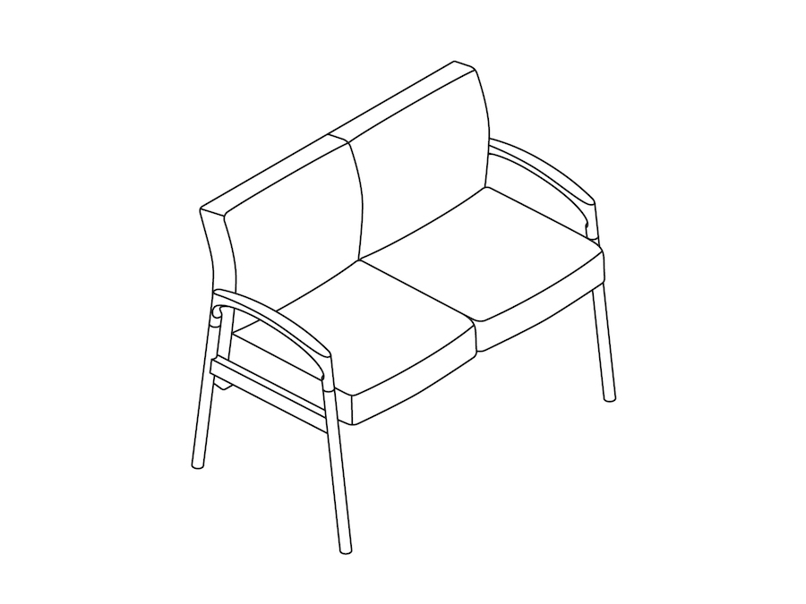 A line drawing - Nemschoff Valor Multiple Seating-2 Seat