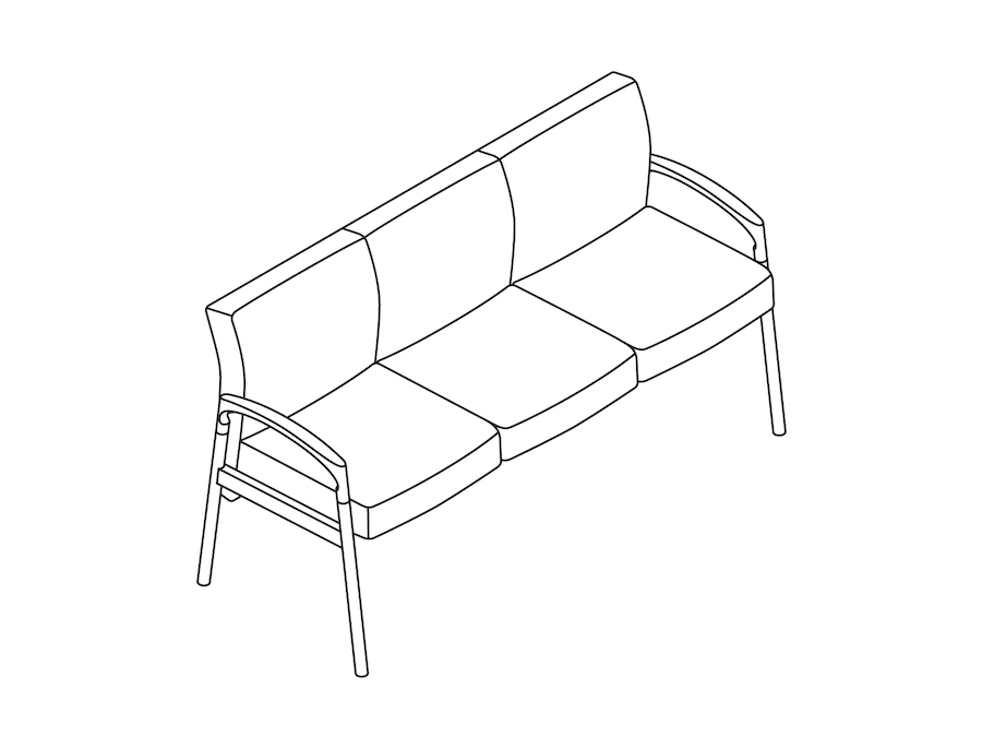 A line drawing - Nemschoff Valor Multiple Seating-3 Seat