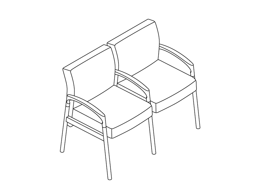 A line drawing - Nemschoff Valor Multiple Seating-Divider Arm and Leg-2 Seat