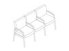 A line drawing - Nemschoff Valor Multiple Seating-Divider Arm and Leg-2 Seat