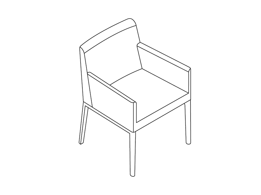 Een lijntekening - Nessel-stoel–Met armleuningen