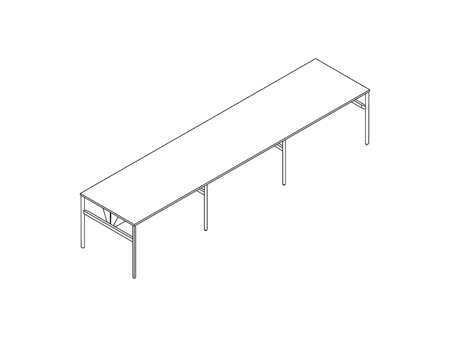 Um desenho de linha - Mesa comunitária OE1–Altura de balcão–3 peças–Dupla face