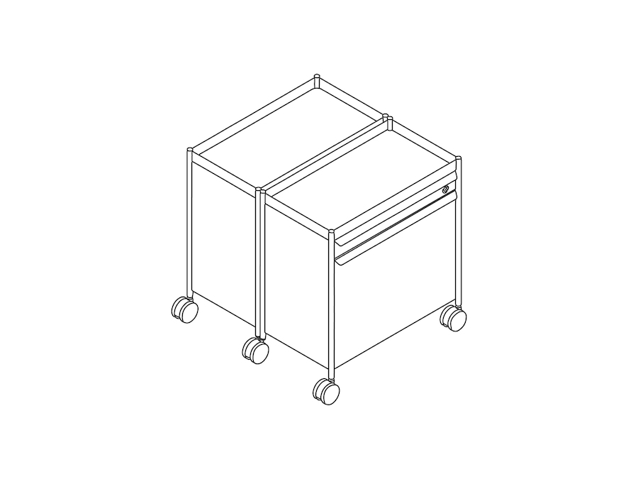 A line drawing - OE1 Storage Trolley–Dual–Mobile