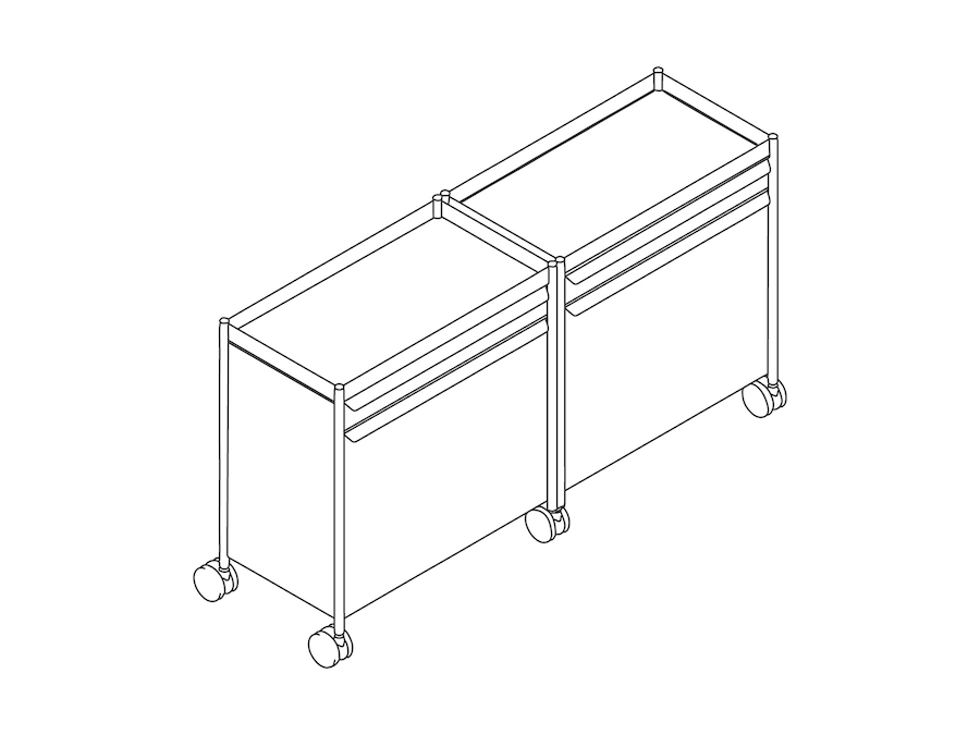 Um desenho de linha - Trolley-Carrinho de armazenamento OE1–Individual–Com rodízios–Estendido