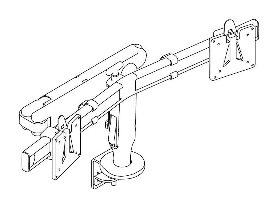 A line drawing - Ollin Monitor Arm – Dual Bar