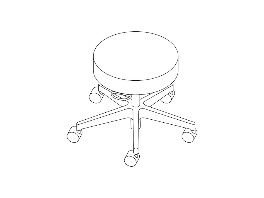 A line drawing - Physician Stool–D-Ring Adjustment