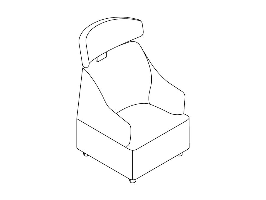 A line drawing - Plex Club Chair–With Headrest