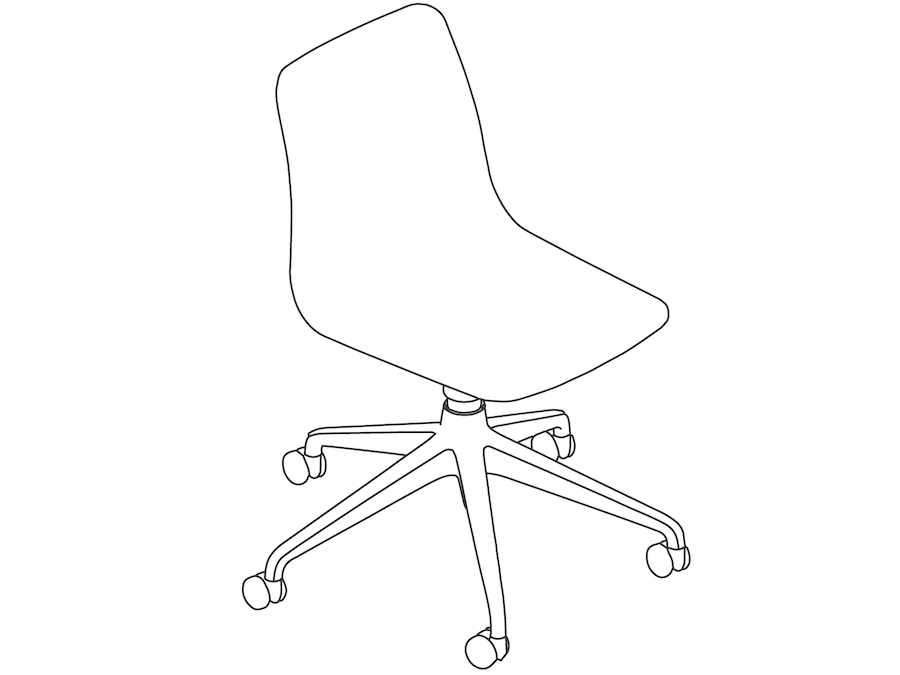 Um desenho de linha - Cadeira Polly–Sem braços–Base 5 estrelas com rodízios