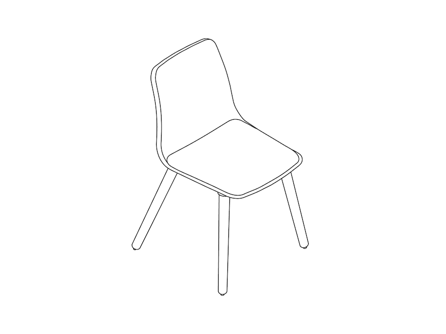 A line drawing - Polly Side Chair–Armless–Dowel Base–Upholstered Seat Pad